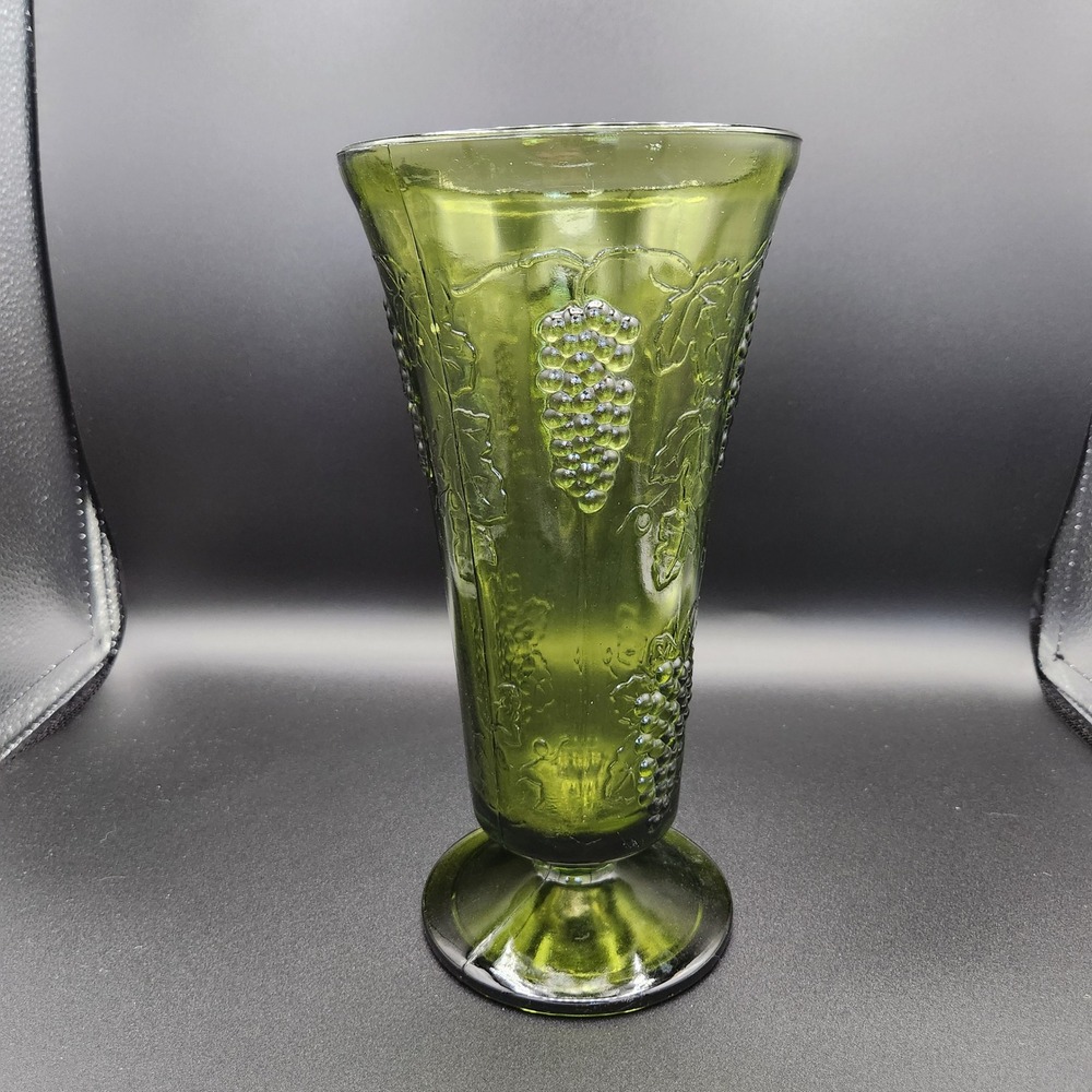 Vintage Indiana Glass Green "Grape" Vase